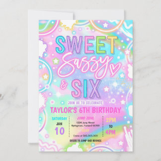 Sweet Sassy And Six Neon Rainbow 6th Birthday Kaart