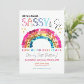 Sweet Sassy and six Rainbow magical 6th birthday Kaart (Staand voorkant)