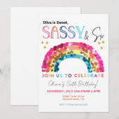 Sweet Sassy and six Rainbow magical 6th birthday Kaart (Voorkant / Achterkant)
