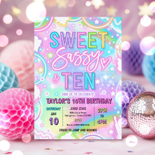 Sweet Sassy And Ten Neon Regenboog 10e Verjaardag Kaart