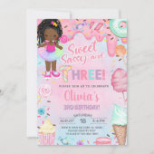 Sweet sassy and three girl 3rd birthday invitation (Devant)