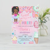 Sweet sassy and three girl 3rd birthday invitation (Debout devant)