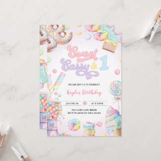 Sweet Sassy en One Pastel Snoep eerste verjaardag Kaart