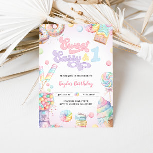 Sweet Sassy en One Pastel Snoep eerste verjaardag Kaart