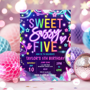 Sweet Sassy en Seven Five Glow 5e verjaardagsfeest Kaart