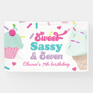 Sweet Sassy en Seven Ice Cream and Cake Verjaardag Spandoek