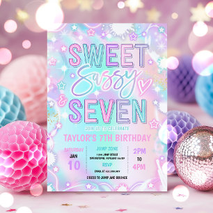 Sweet Sassy en Seven Neon Glow 7e verjaardag Kaart