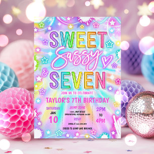 Sweet Sassy en Seven Neon Glow 7e verjaardag Kaart