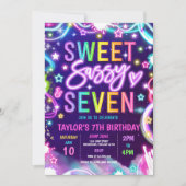 Sweet Sassy en Seven Neon Glow 7e verjaardag Kaart (Voorkant)