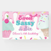 Sweet Sassy en Six Ice Cream and Cake Verjaardag Spandoek (Horizontaal)