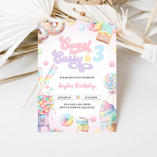 Sweet Sassy en Three Pastel Snoep 3e verjaardag Kaart