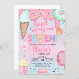 Sweet sassy et invitation à l'anniversaire de sept