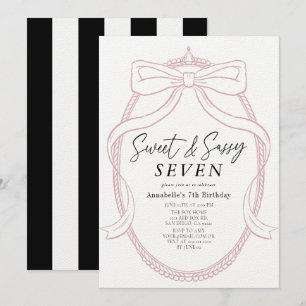 Sweet & Sassy Pink Tiara & Bow Girl Verjaardag Kaart
