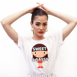 SWEET & SASSY WOMENS GIRLS FLIRTY T-SHIRTS TEE - S