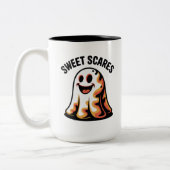 Sweet Scares Funny Ghost Halloween mok (Links)
