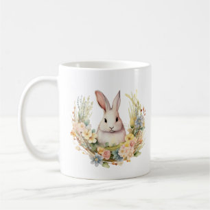 Sweet Schattig Bunny Rabbit met Bloemen Koffiemok