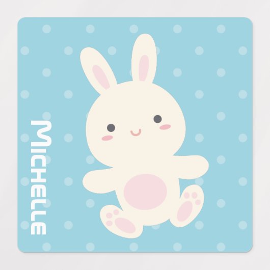 Sweet Schattig Cute Bunny Rabbit Pastel Blue Kinde Labels (Design 1)