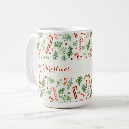 Sweet & Schattige Candy Canes Vrolijk Kerstfeest Koffiemok (Voorkant links)