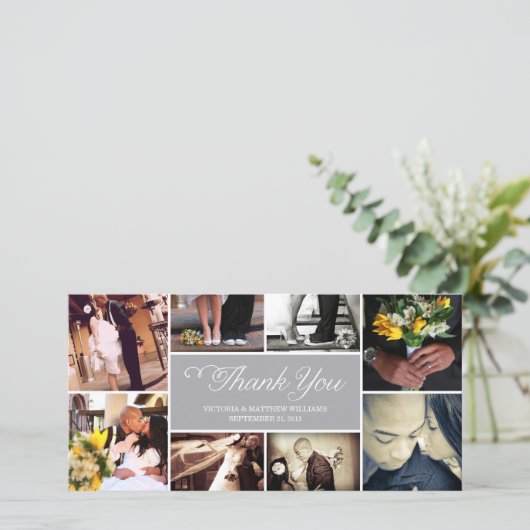 SWEET SCRIPT COLLAGE | BRUILOFT BEDANKT KAART (Staand voorkant)