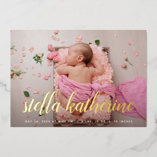 Sweet Script Photo Collage Folie geboorteaankondig Folie Uitnodiging (Voorkant)