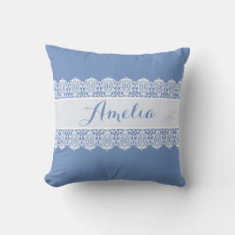 Sweet Script - Soft Blue Lace Monogram Kussen