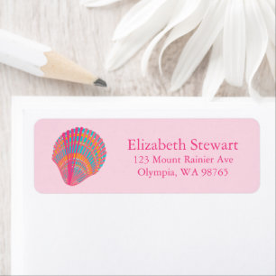 Sweet Seashells Roze Blue CUSTOM Mailing Etiket