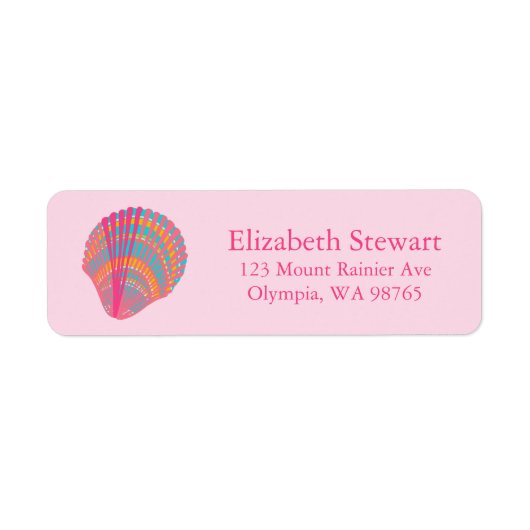 Sweet Seashells Roze Blue CUSTOM Mailing Etiket (Voorkant)