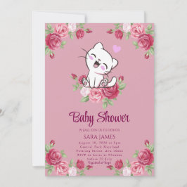 Sweet Serenity Kitten Baby Shower Invitation Kaart