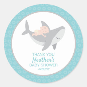 Sweet Shark Baby shower Classic Ronde Sticker