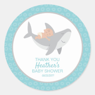 Sweet Shark Baby shower Classic Ronde Sticker