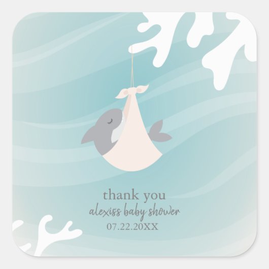 Sweet Shark Baby Vierkante Sticker (Voorkant)