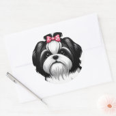 Sweet Shih Tzu in roze haarboog Ronde Sticker (Envelop)