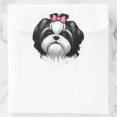 Sweet Shih Tzu in roze haarboog Ronde Sticker (Tas)