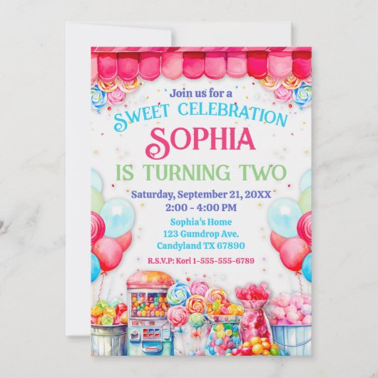 Sweet Shop Anniversaire Fête Invitation (Devant)