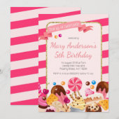 Sweet Shop Candyland verjaardagsfeestje uitnodigin Kaart (Voorkant / Achterkant)