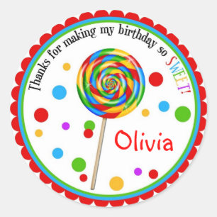 Sweet Shop Lollipop Verjaardag Stickers