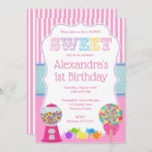 Sweet Shoppe Birthday Uitnodiging (Voorkant / Achterkant)