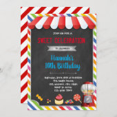 Sweet shoppe bonbon invitation d'anniversaire (Devant / Derrière)