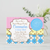 Sweet Shoppe Lollipop Invitation à la fête d'anniv (Debout devant)