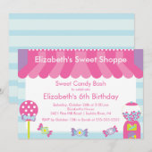 Sweet Shoppe Snoep Birthday Party Invitation Kaart (Voorkant / Achterkant)