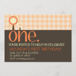 Sweet Simple 1st Birthday Invitation Kaart