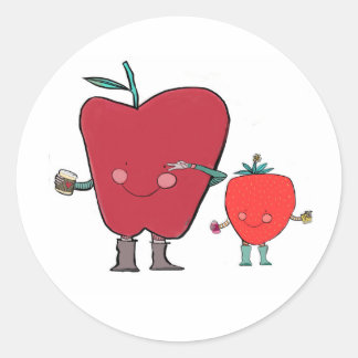 Sweet, simple, and full of personality 🍎🍓 ronde sticker