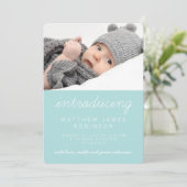 Sweet Simple Bleu Faire-part de naissance photo mo (Debout devant)