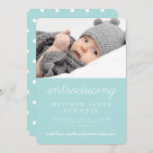 Sweet Simple Blue Modern Foto Aankondiging geboort (Voorkant / Achterkant)