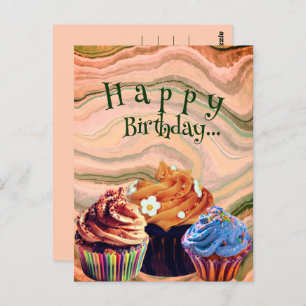 Sweet Simple Happy Birthday Cupcakes Briefkaart