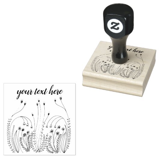 Sweet Simple Line Art Flowers Meadow CUSTOM Rubberstempel (Gestempeld)