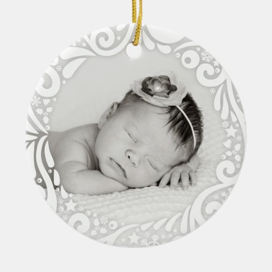 Sweet Simple White Swirling Design | aangepaste fo Keramisch Ornament (Voorkant)