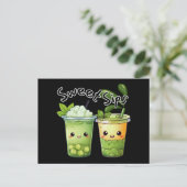 Sweet Sips Kawaii Bubble Tea Duo Briefkaart (Staand voorkant)