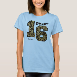Sweet Sixteeen 16 Birthday Leopard Eigen naam V0A T-shirt