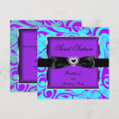 Sweet Sixteen 16 Feest Paars Turquoise Draaikolk Kaart (Voorkant / Achterkant)